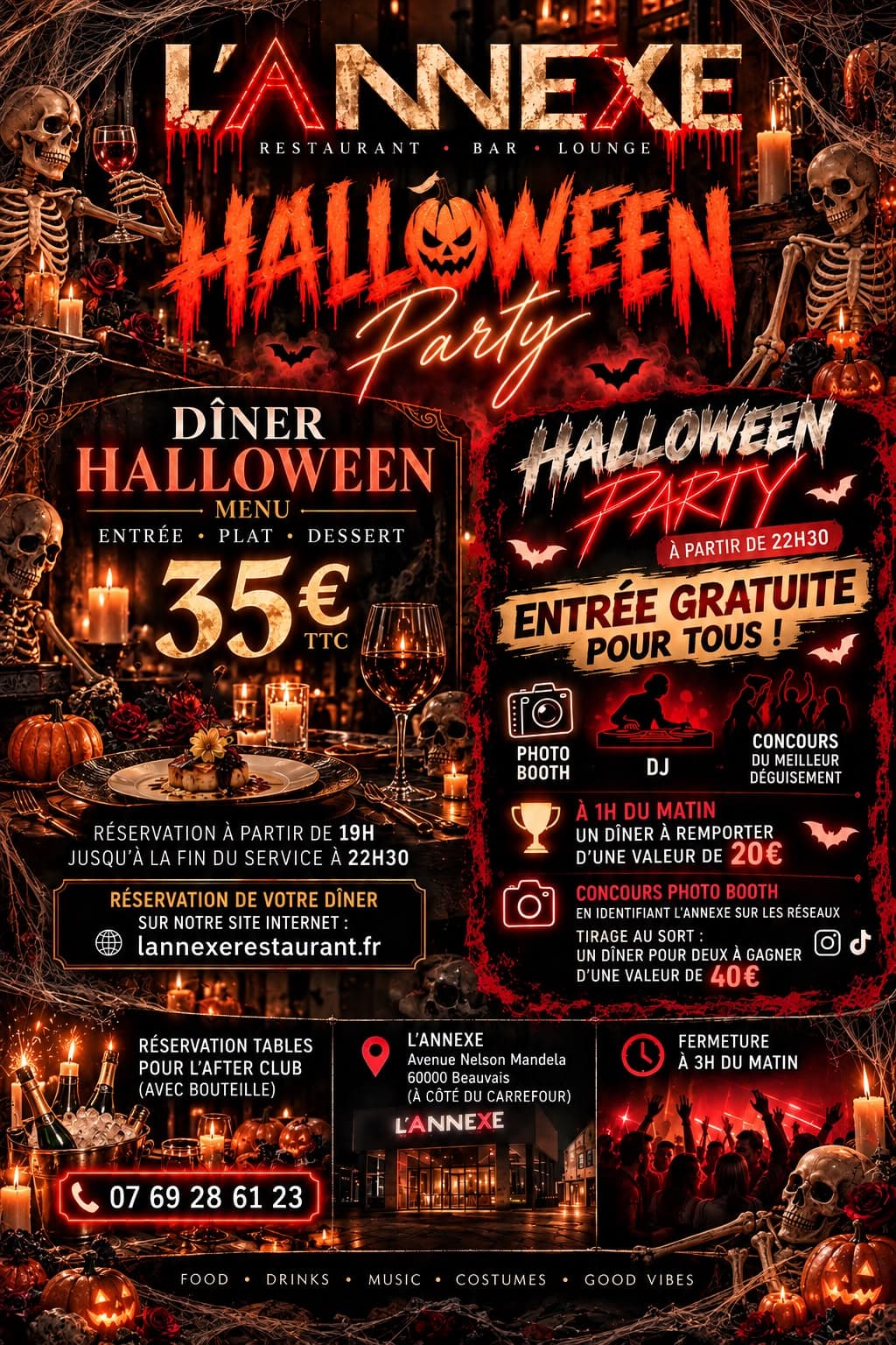Affiche Halloween Dinner & Party du 31 octobre 2026 au restaurant L’Annexe à Beauvais